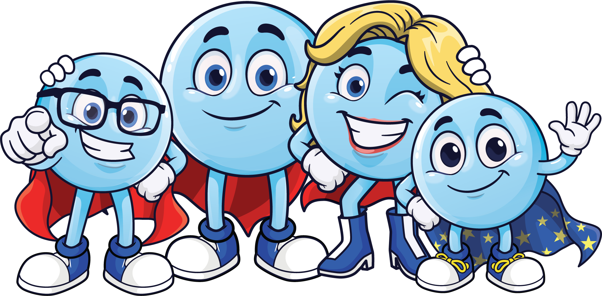 Super Suds Auto Spa mascot: Suddy The Bubble and family